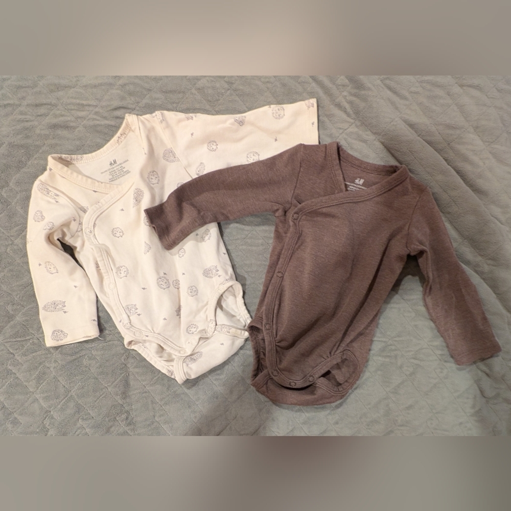 H&M 3-6M Kids One Pieces Set - Cream and Brown